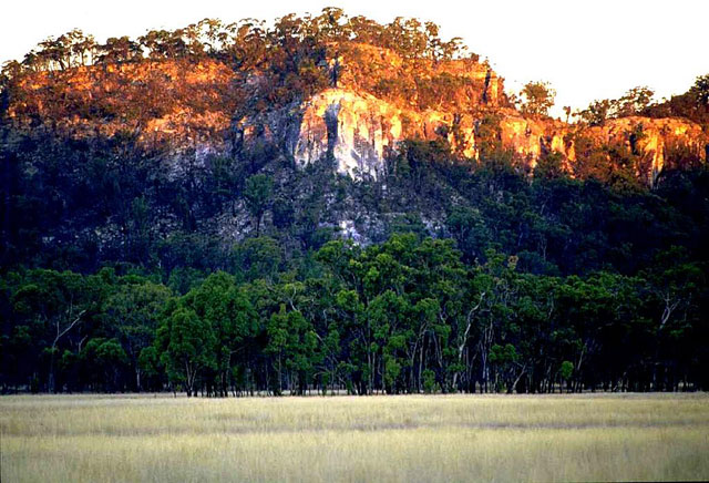 Sandstone cliffs and natural grasslands, Marlong Plains, Mount Moffatt.