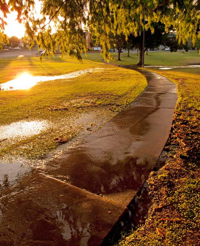 rainy Toowoomba footpath