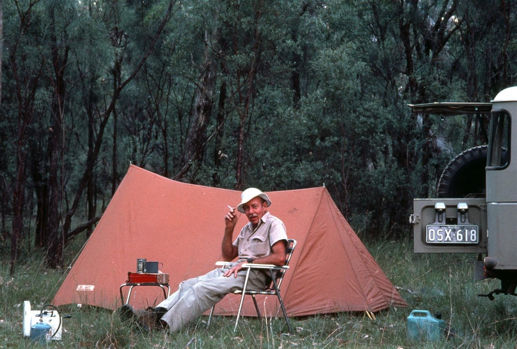 Bill Morley camping in Lethbridges Pocket, Mount Moffatt, before NP declaration, Jan 1979.