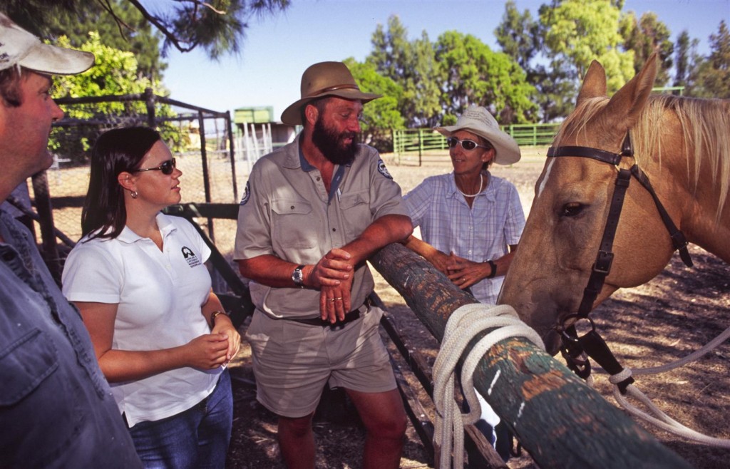 Discussing the dragon at Kunari. (L to R) Dennis Wooldridge, Alison Goodland, Rod Hobson and Rose Wooldridge.