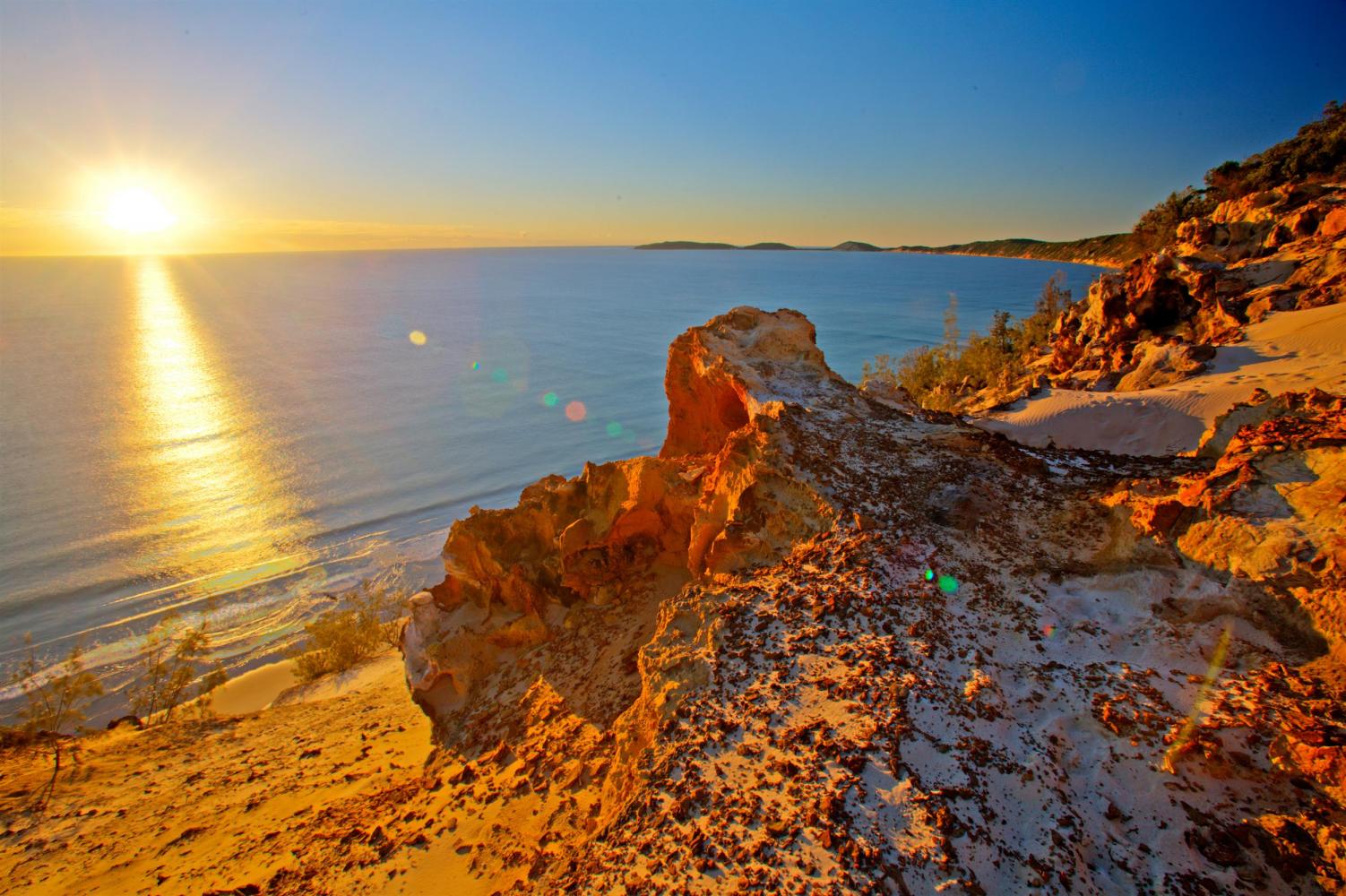 Sunrise over the famous 'coloured sands'.